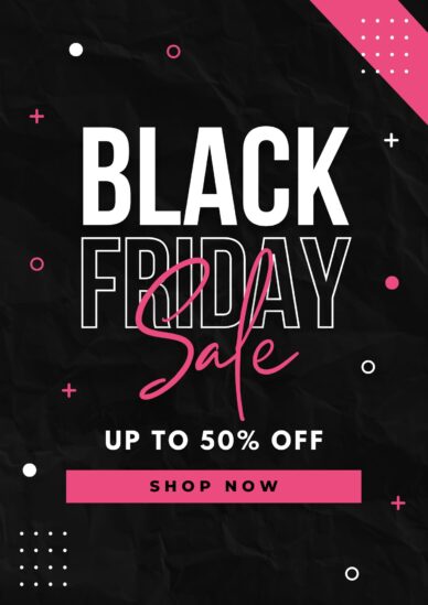 Black Pink Modern Black Friday Sale Flyer